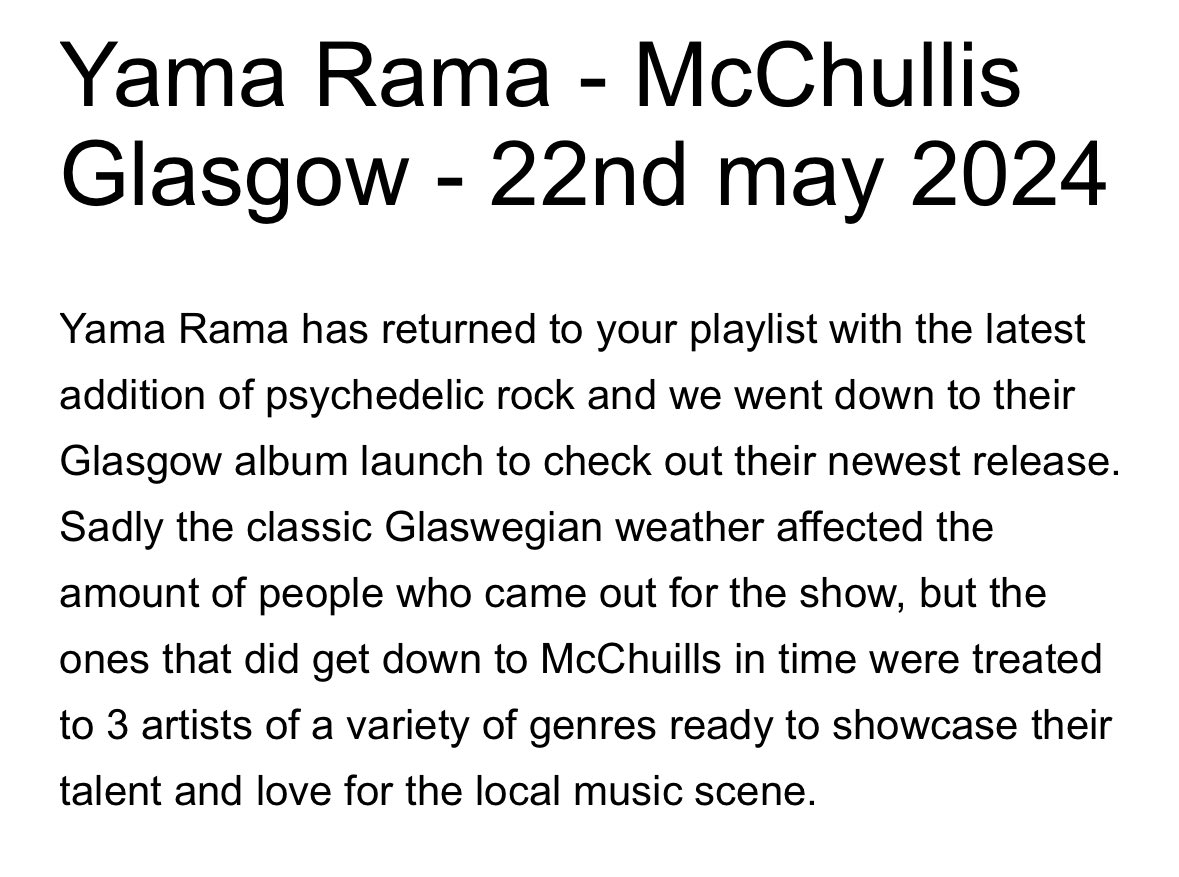 A review of Yama Rama at @McChuillsBar #glasgow on 22nd May 2024 read full review here gigview.co.uk/reviews.html #music #news #livemusicreview #review #mcchuillsglasgow #yamarama Review by @itslaurenpage