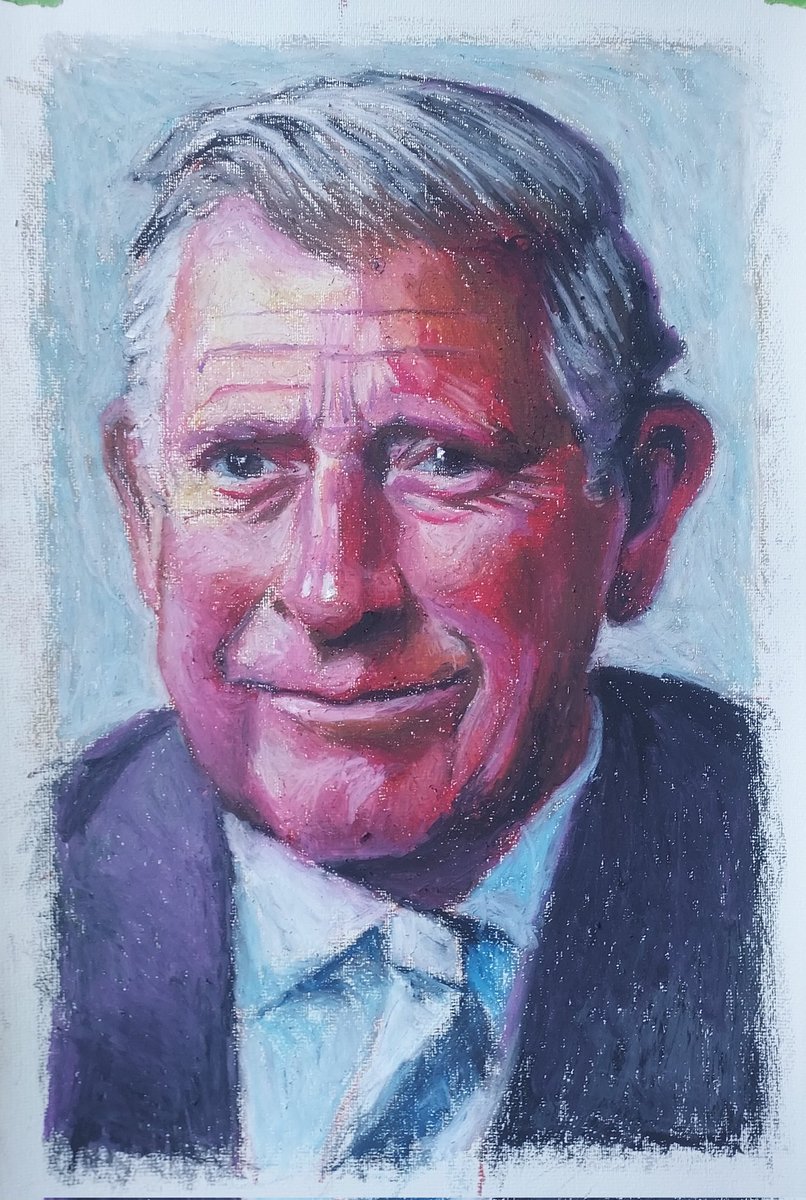 Happy chappie Charley portrait in oil pastel, for my classes this week. Oil pastel on Ingres pastel paper, 30 x 45 cm. 
#oilpastels #oilpasteldrawing #oilpastelart #oilpastelpainting
