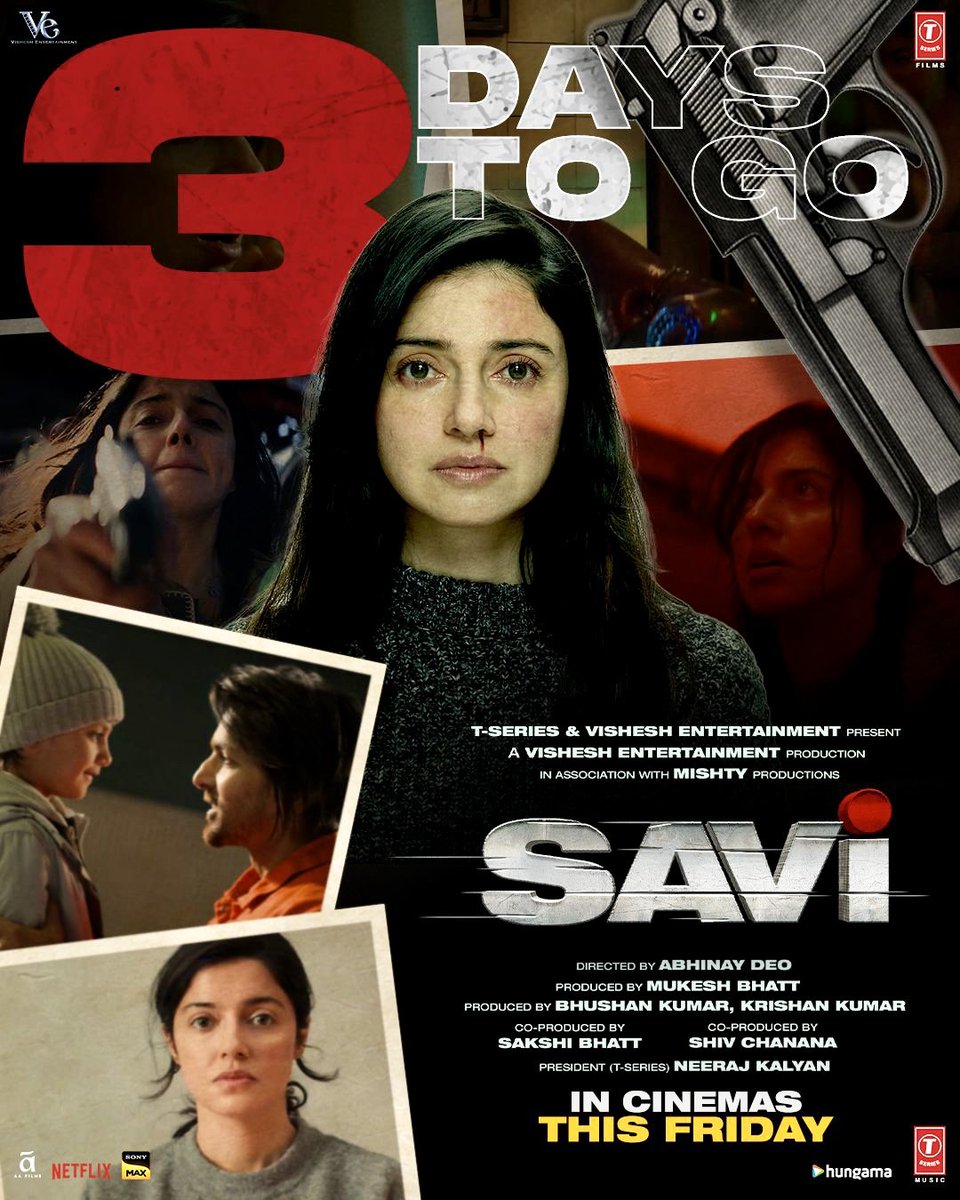 Three days until Savi's story changes everything. Are you prepared for the impact? Watch trailer : bit.ly/Savi_OfficialT… #Savi in cinemas 31st May, 2024 @AnilKapoor #DivyaKhossla #HarshvardhanRane @deo_abhinay @TSeries #VisheshEntertainment @_VisheshEnt_ @AAFilmsIndia