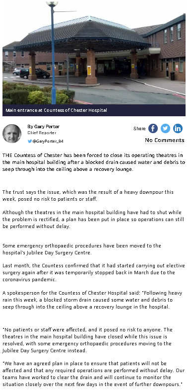 Has the Countess of Chester hospital has got its priorities right? A mere rainwater leak caused them to close all its operating theatres in 2020 protecting adults. Back to 2015-2016 with s**t leaking everywhere, it’s mere neonates we’re dealing with so keep NICU open. #LucyLetby