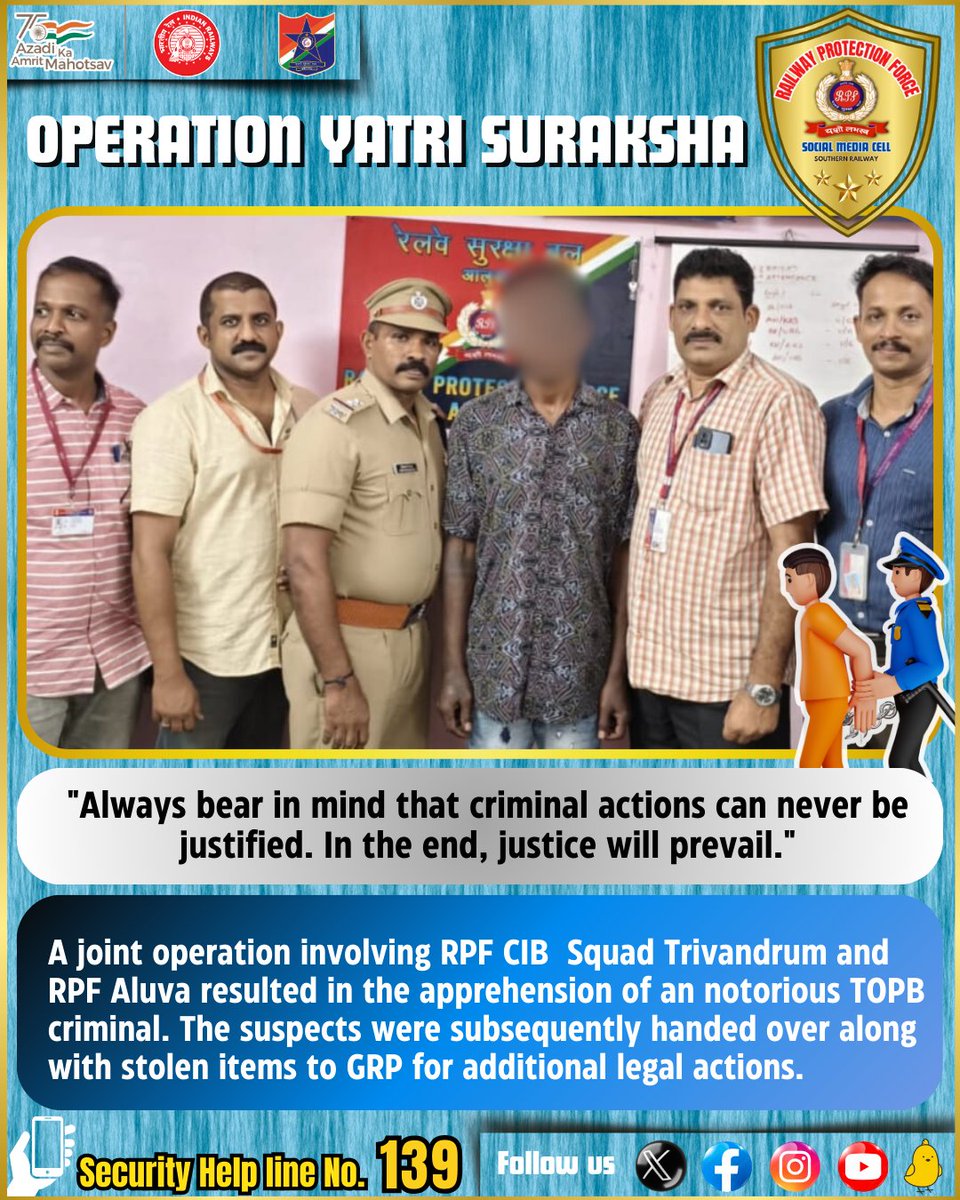 #operationyatrisuraksha #RPF #RPFSR #goodwork #railways #southernrailway @RailMinIndia @RPF_INDIA @GMSRailway
