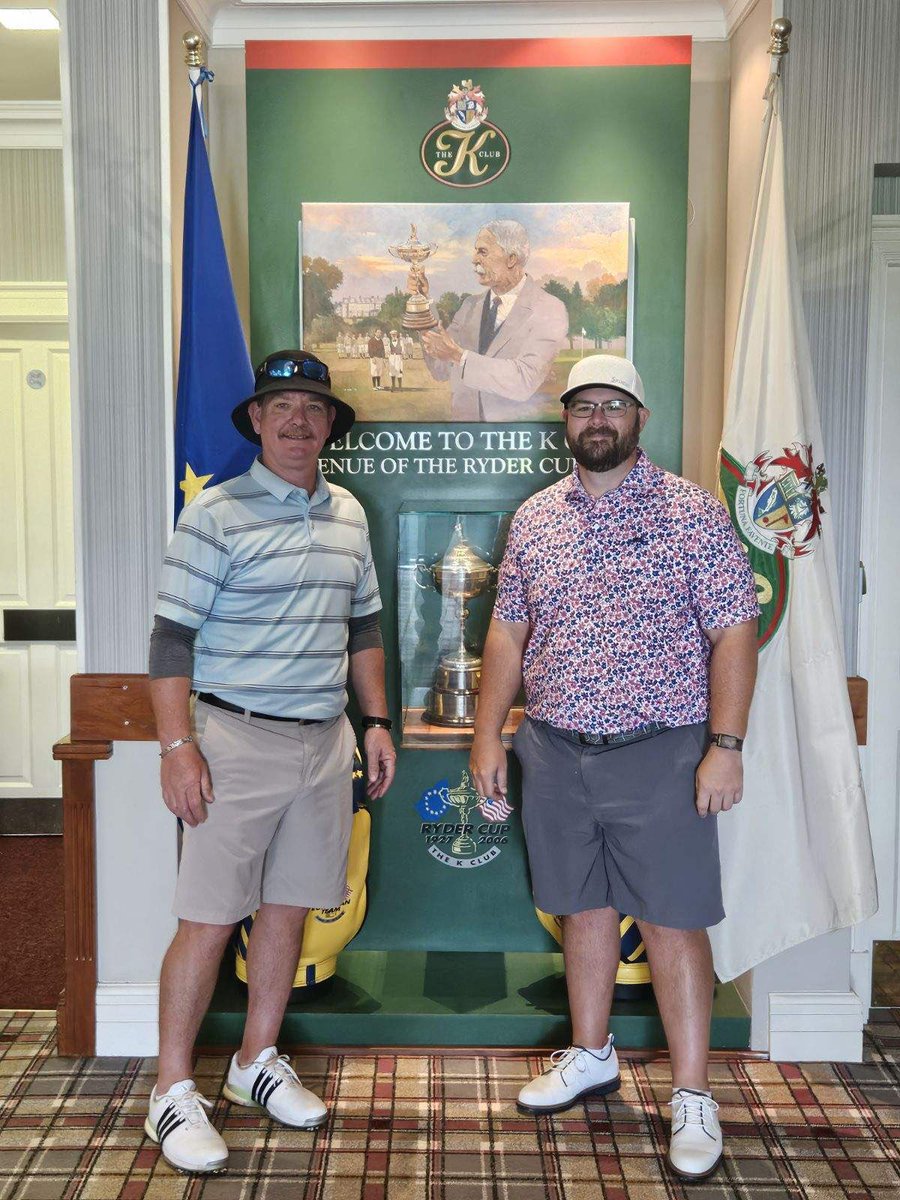 Geauxtski's tweet photo. K Club did not disappoint yesterday.  Solid 80 from the kid, left a few out there for sure.  Portmarnock is on the agenda today and I’m anxious to get my feet wet in links golf. https://t.co/xE3wlOqD0Y
