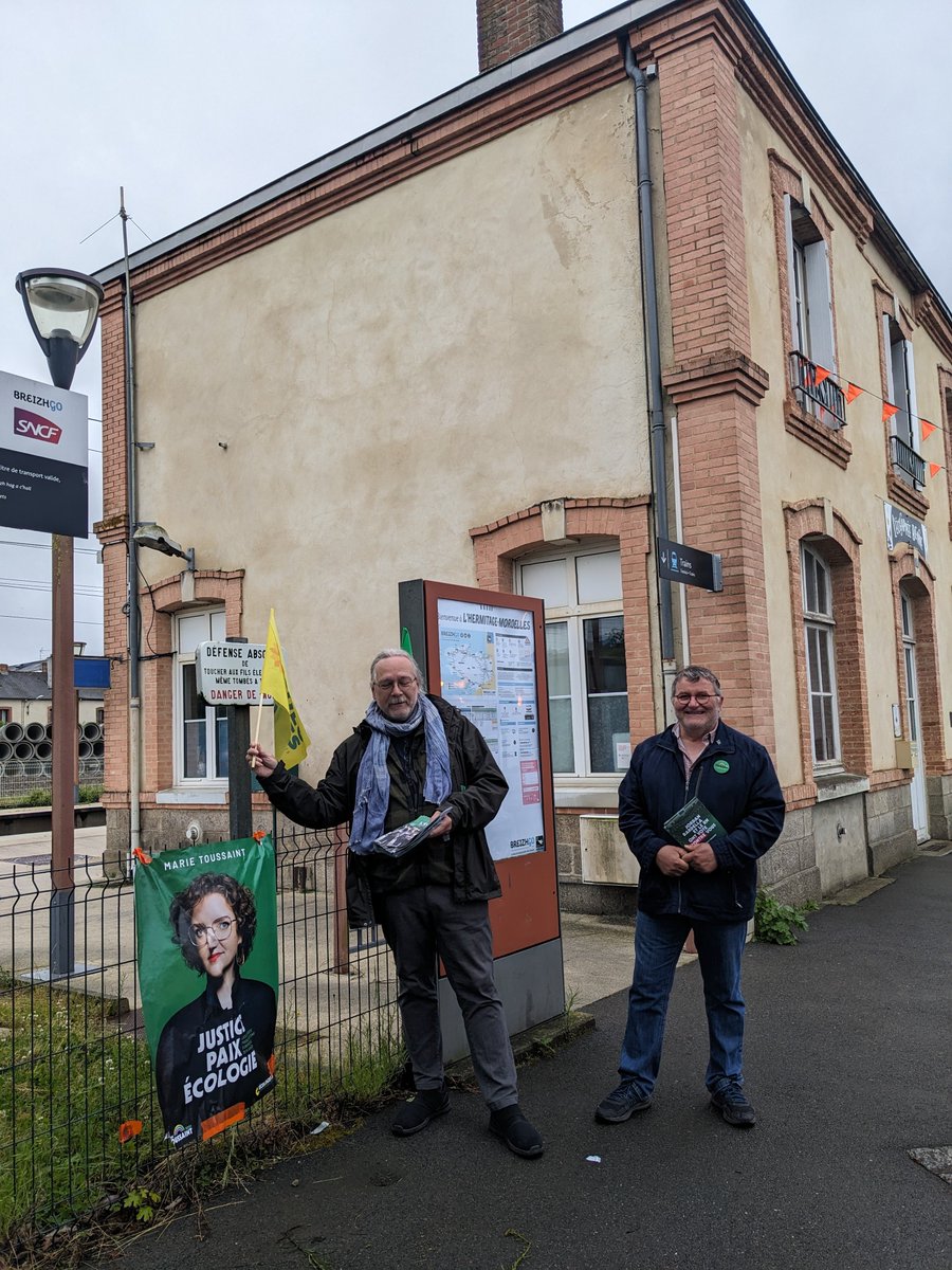 🇪🇺🌻 Les Écologistes à la rencontre des habitants de l' #hermitage ce matin à la gare dès 7h, au marché du #leRheu et de #vezinlecoquet @marietouss1 !