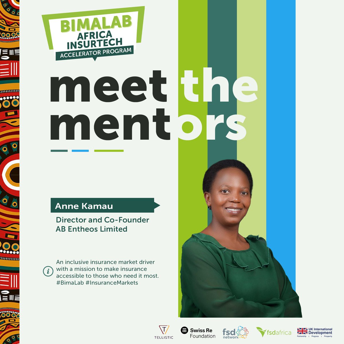 Tellistictec's tweet image. 🌟 Meet Anne Kamau, Director and Co-Founder at @ABEntheos Ltd, and #mentor for 

#BimaLab is thrilled to have Anne on board due to her proven industry track record and passion for inclusive insurance. @EliasOmondiX @FSDAFrica