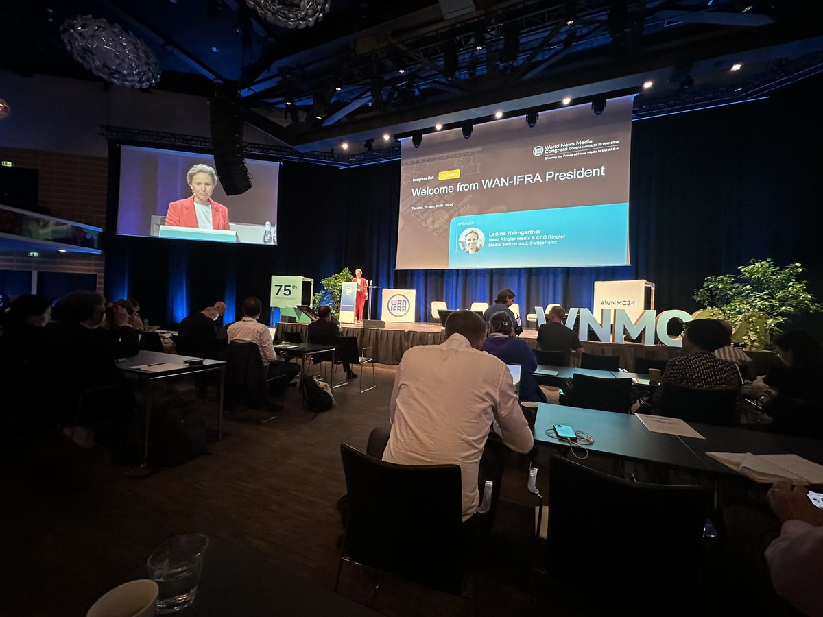 mariaressa's tweet image. First female president of @NewspaperWorld kicks off today’s discussions on the future of news #WNMC24
