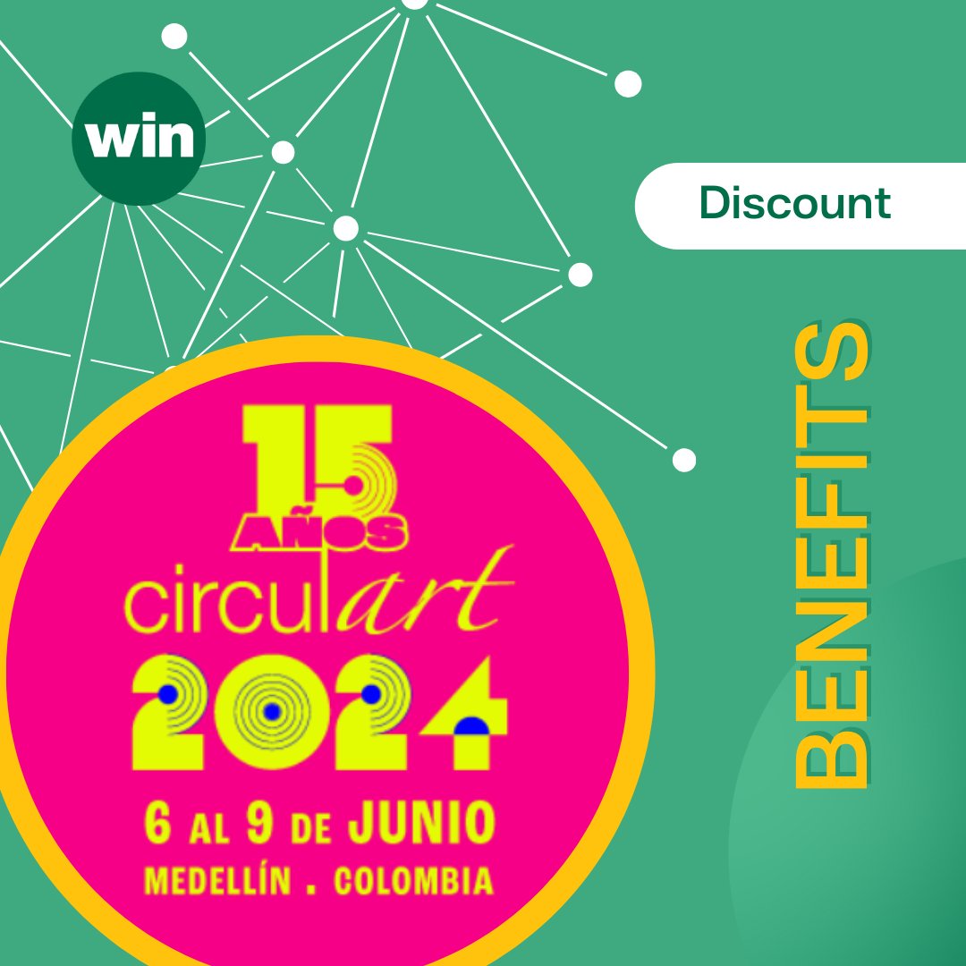 🙌 MEMBER BENEFIT 🙌 @Circulart_ offers discounted tickets to WIN associations and their members to attend their conference which is celebrating its 15th anniversary this year in Medellin (Colombia) from June 6-9. 🎟️ Contact your national trade association for the offer!