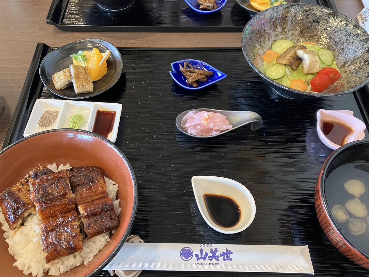 MRT_yagi's tweet photo. こんにちは😀

先日の島根県（一部鳥取県）旅行の続きです✈️

2日目は、由志園で花を見て、🚗
会社の同僚から教えてもらった、鰻屋さんに行きました🐍

美味しいうなぎを食べて、うなぎ神社で手も合わせました🤲
その後に、水木しげるロードも歩いてきました👻

　ヤギ

＃MRT株式会社
＃うなぎ https://t.co/1VjSM4FGql