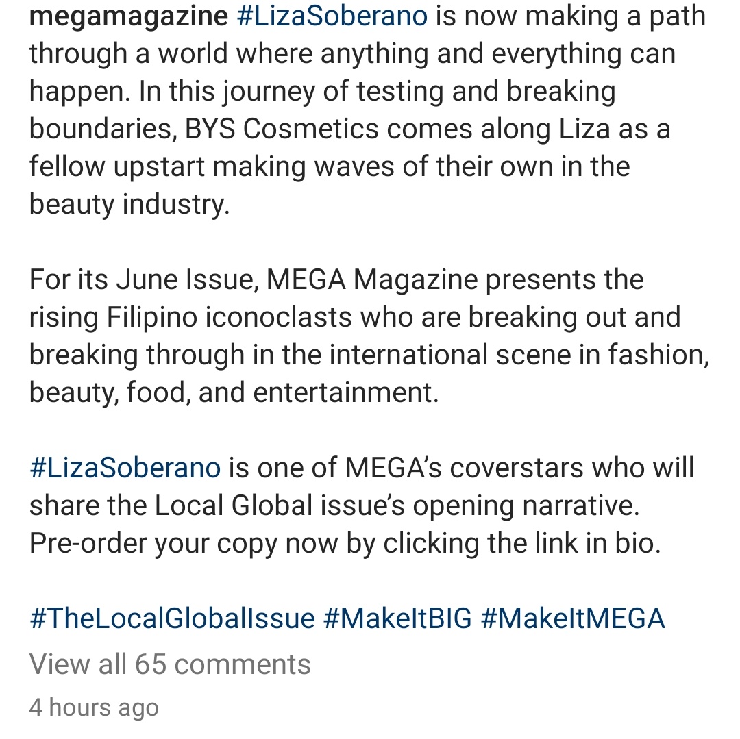 Grats, Liza! 🙌🙌🙌

Straight from the horse's mouth!

'We are proud to announce Liza Soberano as the new face of BYS!'

@lizasoberano
#LizaSoberano

BYS Cosmetics PH IGs 05.28.2024