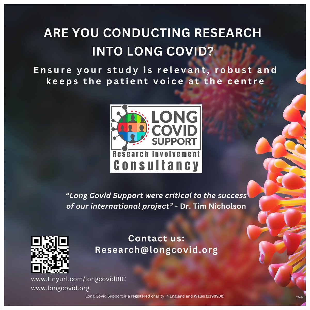 📣 Are you conducting/planning research in to #LongCovid?

🌟Book a slot with our newly launched Research Involvement Consultancy!🌟

Ensure your study is relevant, robust and keeps the patient voice at the centre.

More info.: tinyurl.com/longcovidRIC

#PatientInvolvement