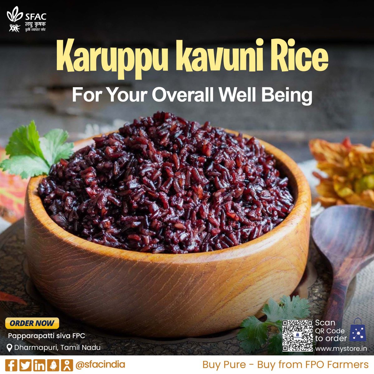 Karuppu kavuni rice fulfills your daily nutritional needs with loads of antioxidants, vitamins, & minerals. The low-calorie rice supports weight loss & skin & heart health.

Buy straight from FPO farmers👇

mystore.in/en/product/kar…

🌟
#VocalForLocal #healthychoices #healthyeating