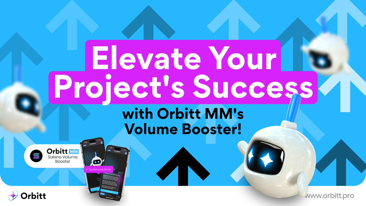 🚀Exciting news for #Solana project creators! Orbitt MM offers powerful volume-boosting designed to take your project to the next level. With our easy-to-use MicroBots, you can grow liquidity, drive engagement, and attract more investors🚨 Imagine your project trending and