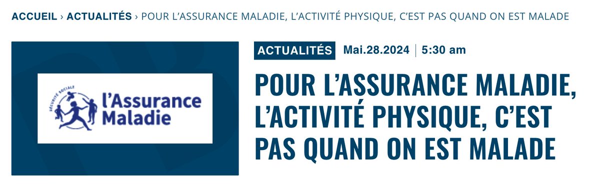 Pour l’assurance maladie #CPAM , l’activité physique, c’est pas quand on est malade - On aurait pu penser que depuis les confinements du Covid 19, inciter à pratiquer 1 heure d’activité extérieure journalière, à l’heure de son choix, était reconnu comme un minimum vital,