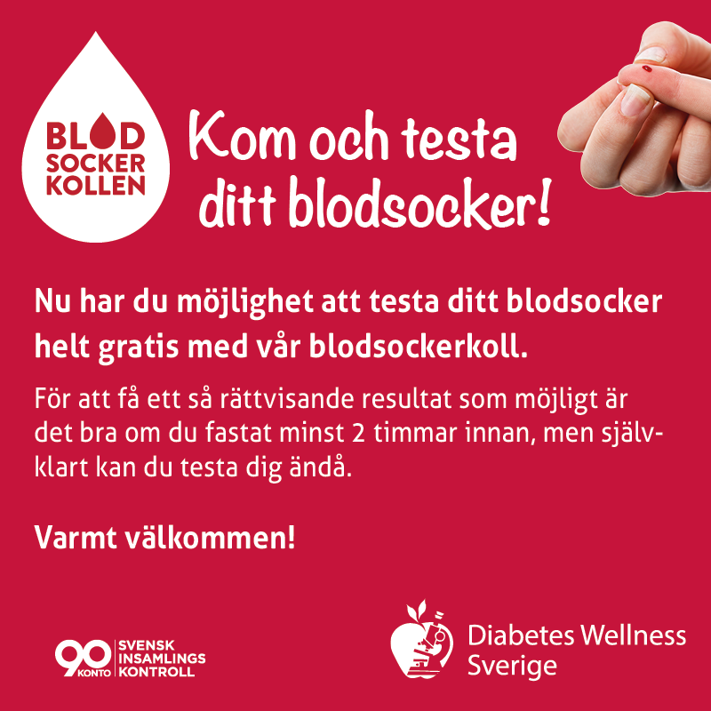 På onsdag och torsdag denna vecka besöker Blodsockerkollen Westfield Täby Centrum mellan kl.11-15. Missa inte chansen att testa ditt blodsocker helt gratis!
#blodsockerkollen #typ2diabetes #diabetesawareness