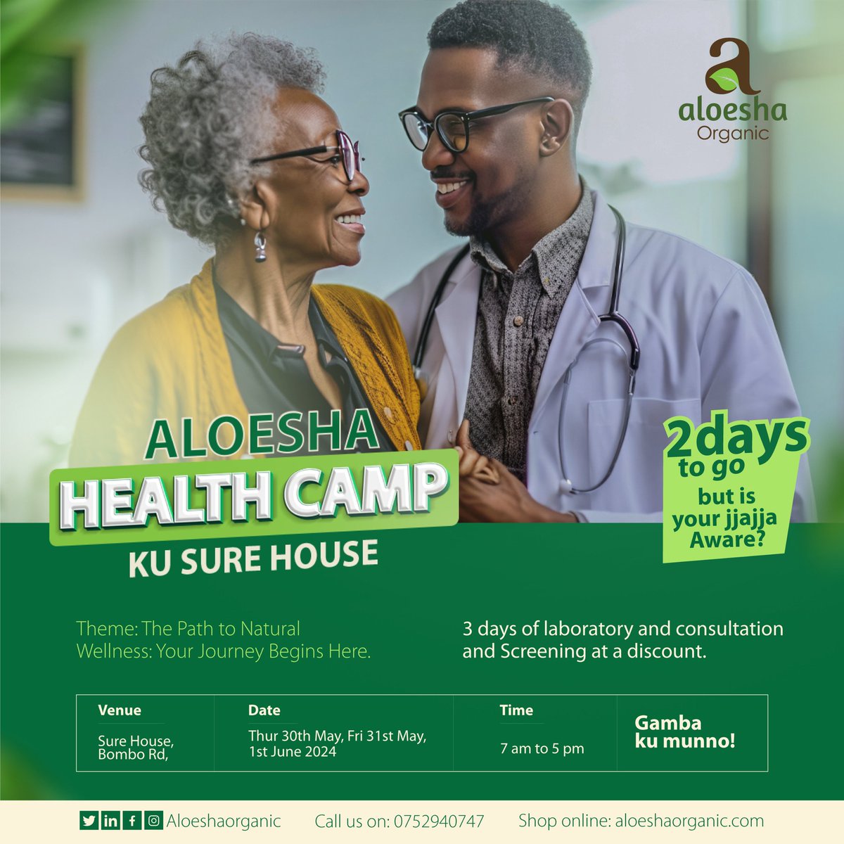 Good morning. We are slowly counting down to the health camp but have you informed your neighbors? 🌚 30th - 1st June 2024. Venue: Sure House, Bombo Rd. #herbalife