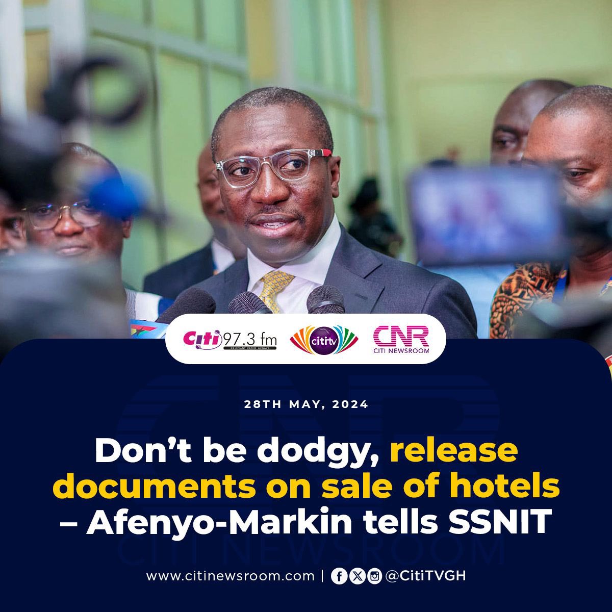 Don’t be dodgy, release documents on sale of hotels – Afenyo-Markin tells SSNIT 

| More here: tinyurl.com/mpdz6adp #CitiNewsroom