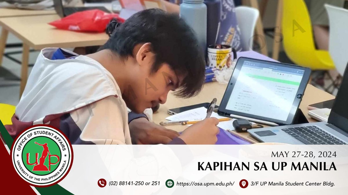 The UP Manila Dormitory is a proud partner of the Kapihan sa UP Manila! 💪💯

The Kapihan sa UP Manila is a project by the USC, LRC, and OSA. It is a multi-site (LRC rooms and UPM Dormitory) project that provides our students with a safe, clean, and free space to study for...
