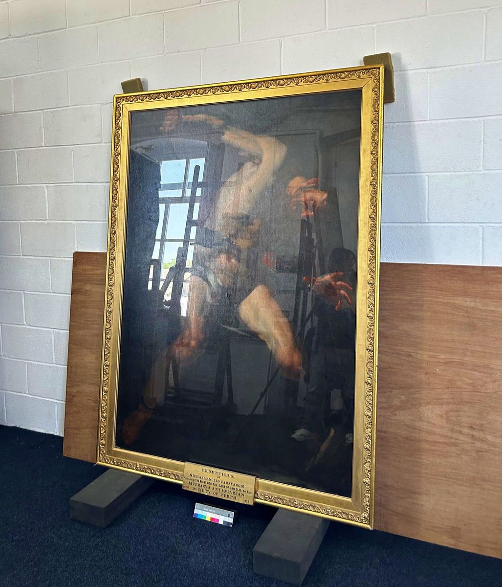 One of our most popular paintings, Prometheus, is currently undergoing restoration by specialist art conservators Egan, Matthews & Rose. The much-needed work is being funded by the Woodmansterne Art Conservation Award for 2024. Prometheus will be back on display later this year.