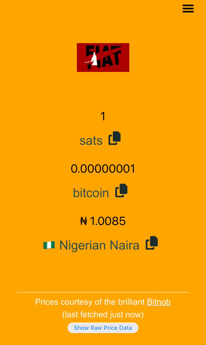 C’est officiel, le Naira 🇳🇬 a atteint la parité avec le Satoshi. 
1 ₦ = 1 sat

#Bitcoin
