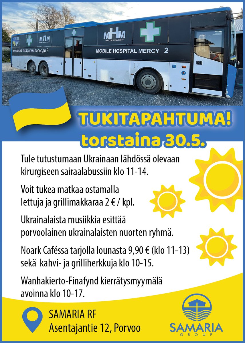 SamariaRF's tweet photo. Torstaina 30.5. järjestämme pienen tukitapahtuman Porvoossa (Asentajantie 12). Tervetuloa! 💙 https://t.co/NHvDRMb5FY