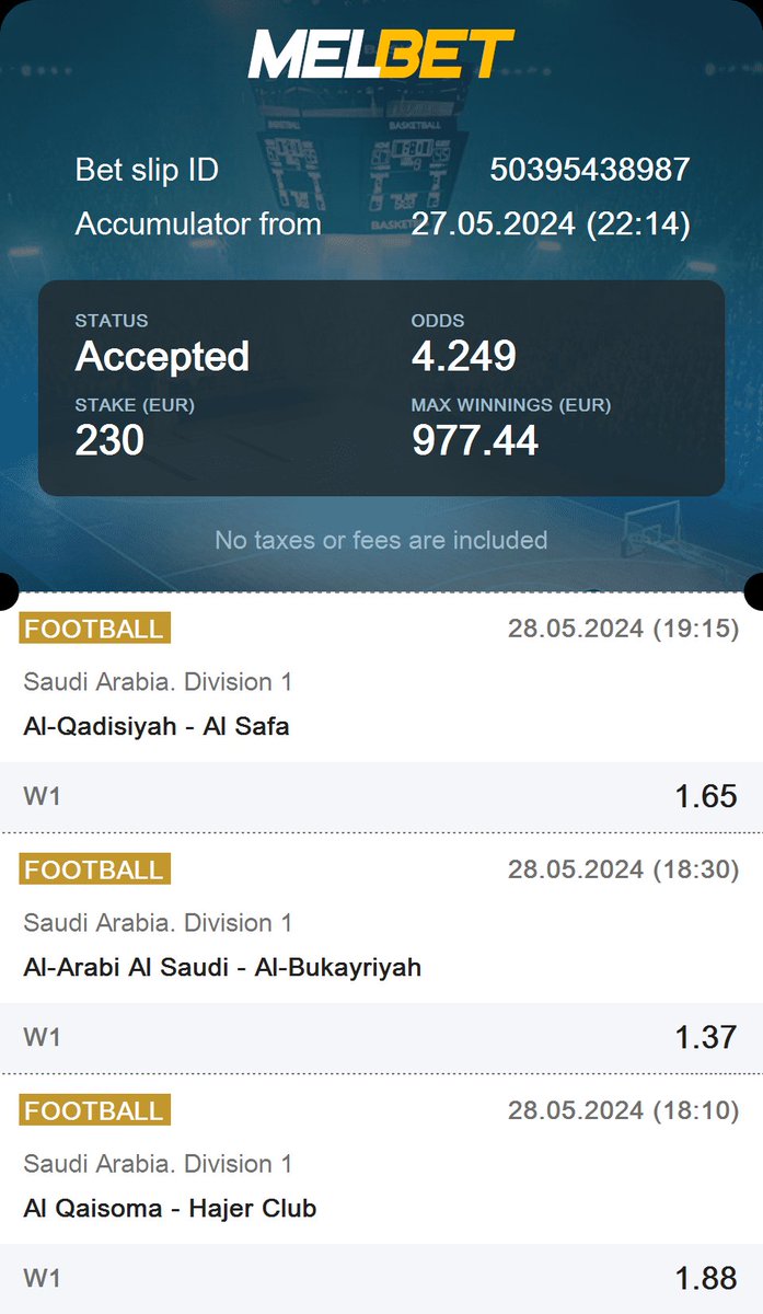🚨 Total Odds: 4.249 🚨 🇸🇦 Saudi Arabia. Division 1 🇸🇦 Al-Qadisiyah vs. Al Safa | W1 🇸🇦 Saudi Arabia. Division 1 🇸🇦 Al-Arabi Al Saudi vs. Al-Bukayriyah | W1 🇸🇦 Saudi Arabia. Division 1 🇸🇦 Al Qaisoma vs. Hajer Club | W1