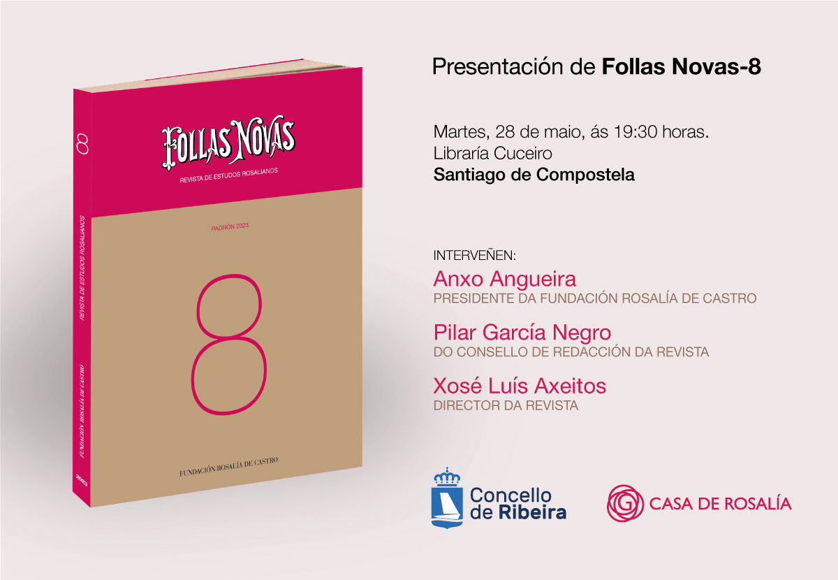 Seguimos coa preparación do #RosalíaenCamiño2024, si, mais hoxe tamén estaremos na @LibrariCouceiro para presentar o nº8 da #revistaFollasNovas de estudos rosalianos. Vinde se vos presta!