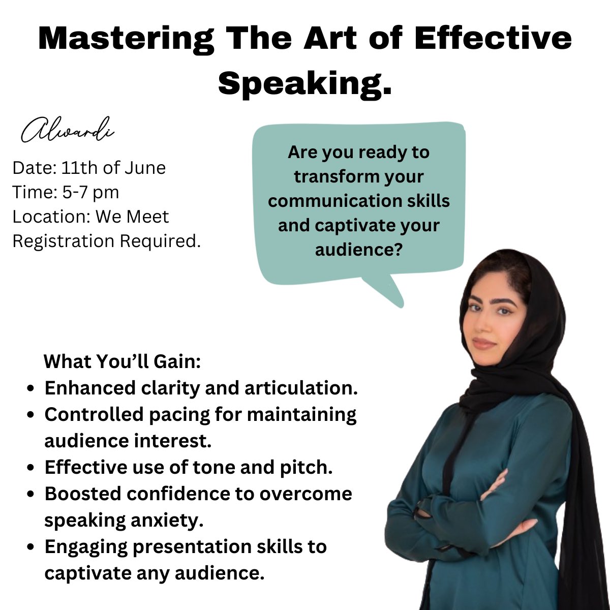 Join us for a dynamic and engaging course designed to help you master the art of effective speaking.