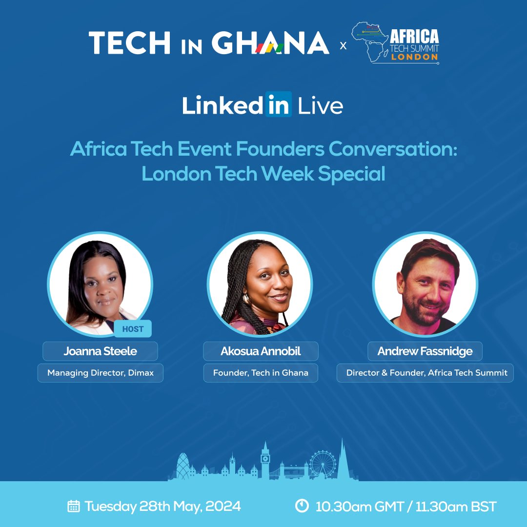 TechInGhana's tweet photo. Starting in a few hours. 

Join Us >>> https://t.co/SCcTnrLtvI 

#techingh24 #synergy #techevent #LTW https://t.co/vQ293Vh3N7