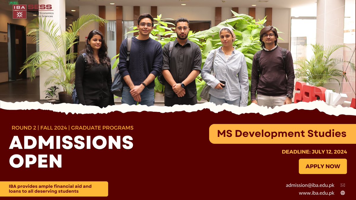 Ready to make an impact? Admissions are open for MS Development Studies @sess_iba 🌍✨ Apply by July 12 to join a community of changemakers: bit.ly/3Ra6rBC #AdmissionsOpen #CraftYourLegacy