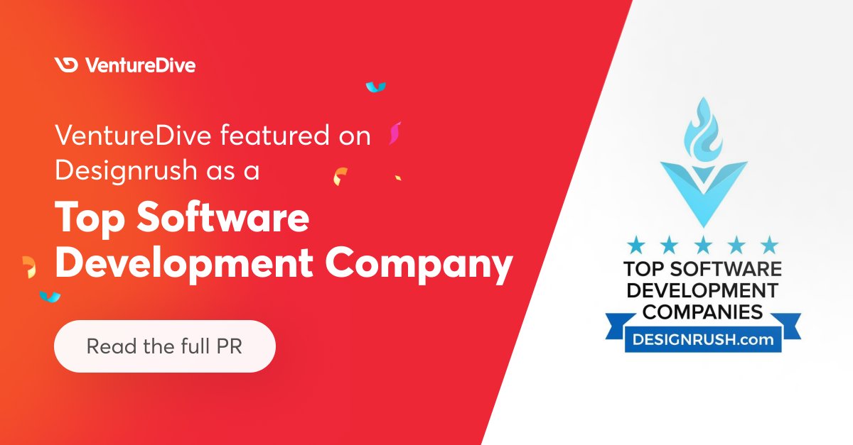 Raise a toast to innovation! @Designrushmag has recognized us as a leading #softwaredevelopment company. It's a testament to our talented team and their dedication to building #scalable and #innovative #solutions. 

PR: bit.ly/3yyov1k 

#VentureDive #DesignRush