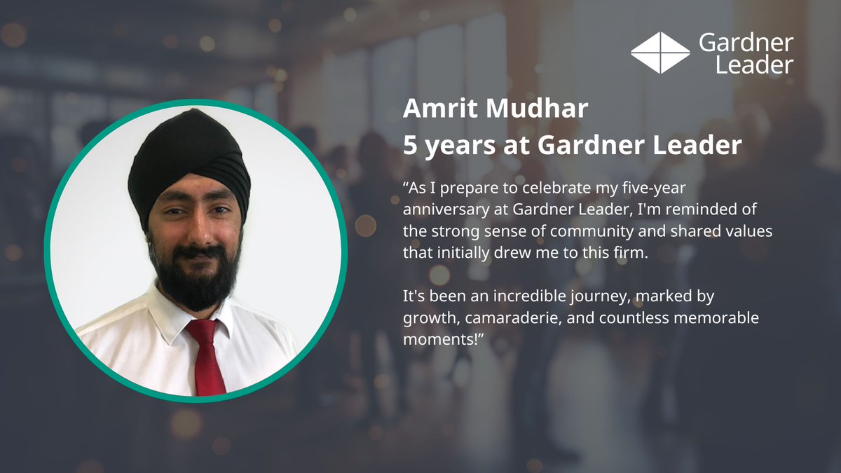 Today we celebrate Amrit Mudhar on his five year anniversary since joining Gardner Leader. Amrit is a vital member of our #businesssupport team assisting colleagues with a range of technology requests. Congratulations on your 5-year #anniversary Amrit: gardner-leader.co.uk/Careers2024
