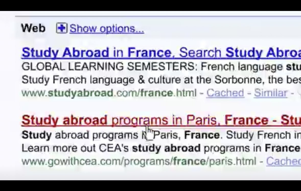 Google’s first ad, also had .. #StudyAbroad