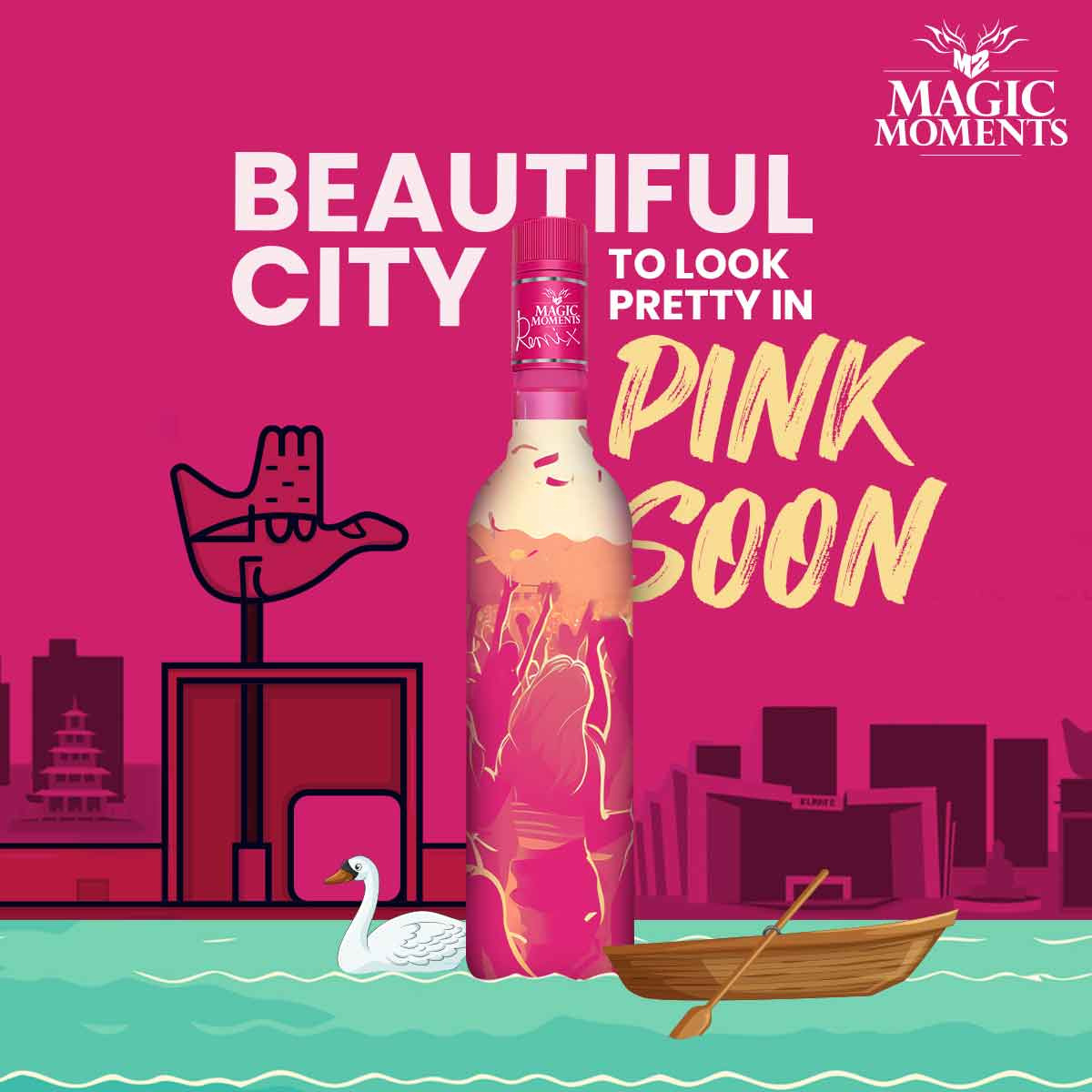 A pink sensation will soon take over the beautiful city of Chandigarh. Stay tuned to find out more.

#MagicMoments #M2 #MagicMomentsVodka #MagicMomentsRemix #Vodka #ComingSoon #ProductLaunch #StayTuned #StateLaunch