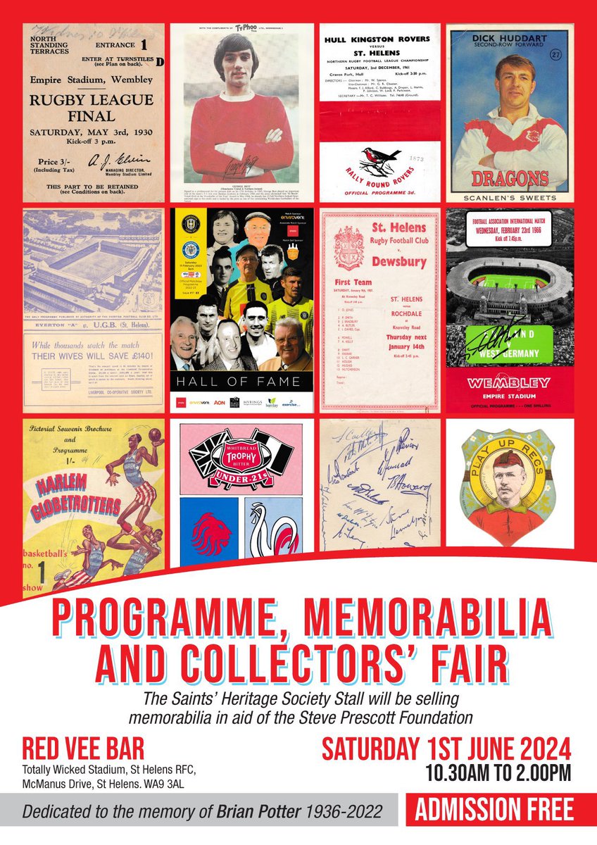 This Saturday The incredible @saints_heritage Society are staging their annual Programme, Memorabilia & Collectors Fair @twstadium 10.30am to 14.00 Thanks to ex Saints Director Joe Spencer there will be some items on Sale for @SPFCHARITY Thanks to all for ur support 🙌🏻