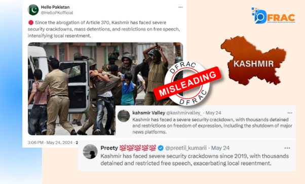 #Claim: Since the abrogation of Article 370, Kashmir has faced severe security crackdowns, mass detentions, and restrictions on free speech, intensifying local resentment.” Along with the claim, an image is shared and claimed to be as recent.
1/3