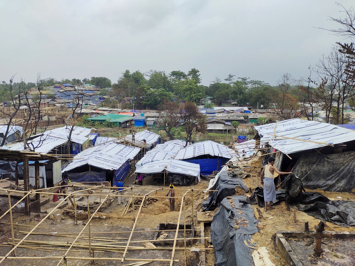 Update as of May 28, 24: On May 24th, a fire devastated over 250 Rohingya refugee families. From May 26th to 27th, #CycloneMeremal caused heavy rain & landslides, worsening their plight. Today’s picture shows their dire situation. #Rohingya #CycloneMeremal #refugees #Bangladesh