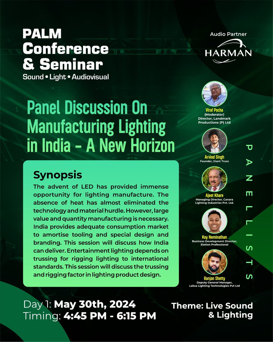 palm_expo's tweet photo. 🌟🎉 Unveil the innovative strategies shaping the Indian lighting manufacturing sector at PALM Expo 2024’s enlightening Panel Discussion!👥

🤝Connect with industry experts as they share their insights and experiences on May 30th.👥🧑‍💻

#harman #innovativestrategies #palmexpo2024 https://t.co/VTH60jV6pg