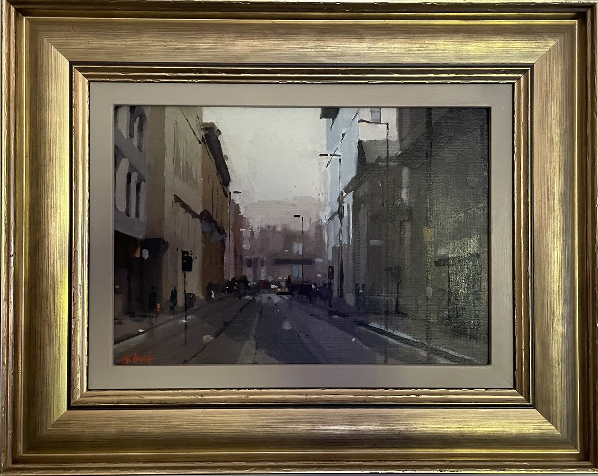 Here’s one that I kept and resides on my living room wall. ‘Mosley St, Manchester Oil on board To see more of my work click the link in my bio or visit my website michaeljohnashcroft.com #mcrartfair #mafa #pleinairpainting #oilpaintings #studiopainter #paintingonlocation