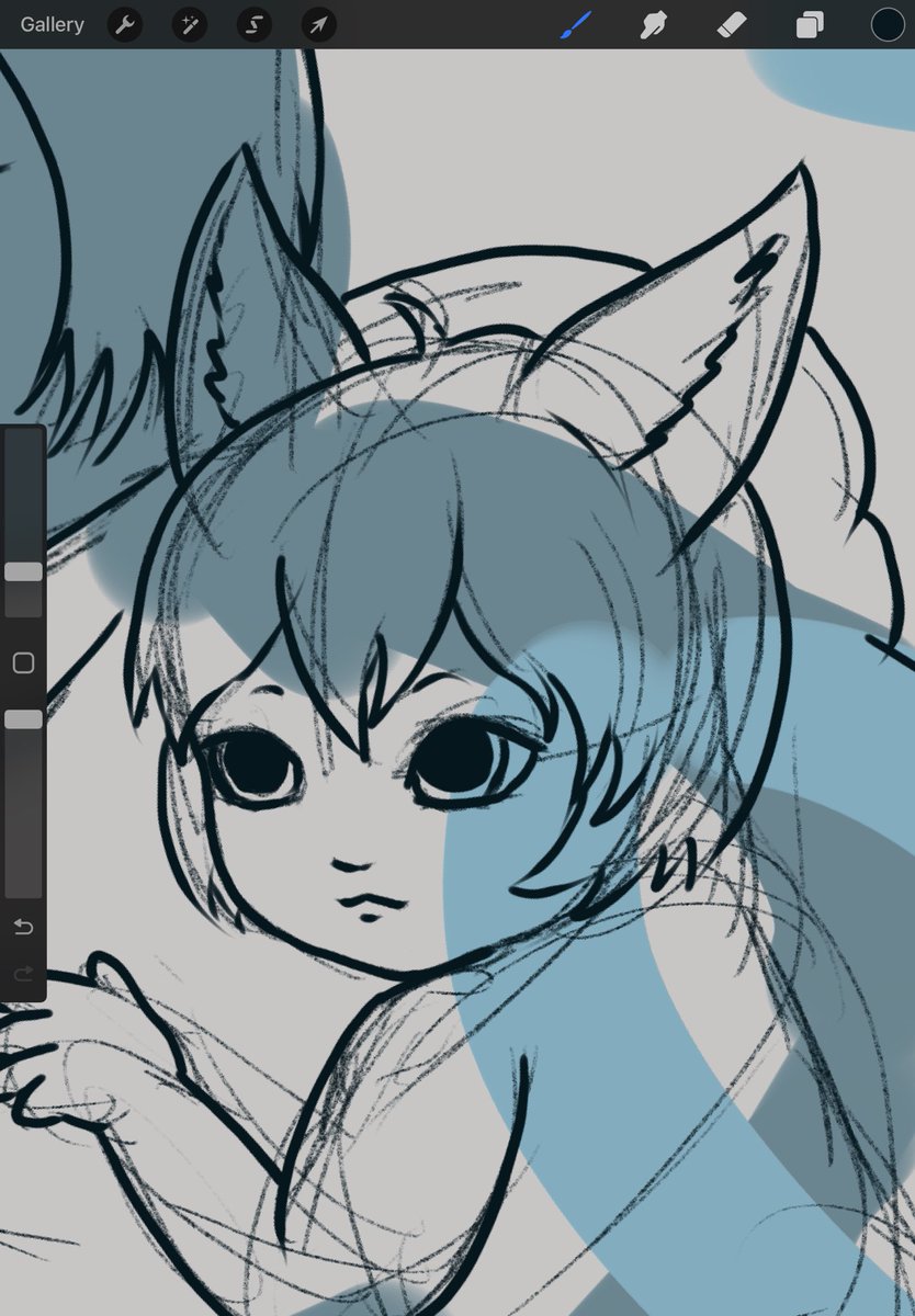 WIP 
Tried to draw something a bit more lore serious this morning (before I go study!) and drew this baby Miqo’te…🥹