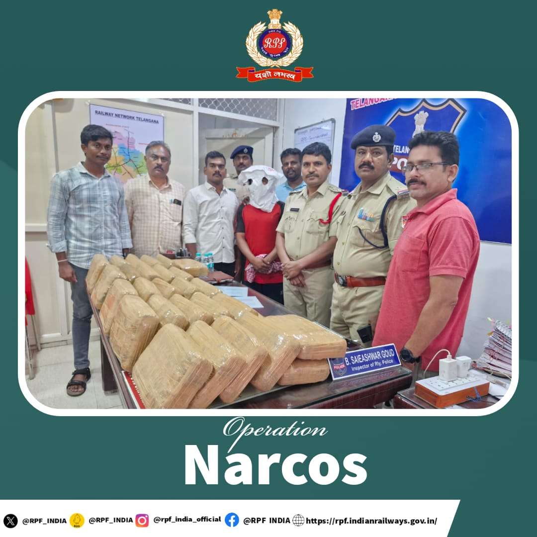 #WarOnDrugs 

Major drug bust at #Secunderabad station as vigilant #RPF &amp; #GRP personnel seized 62 kgs of marijuana worth ₹15.5 lakhs from one drug peddler. 
#OperationNarcos #DrugFreeNation <a href="/RailMinIndia/">Ministry of Railways</a>