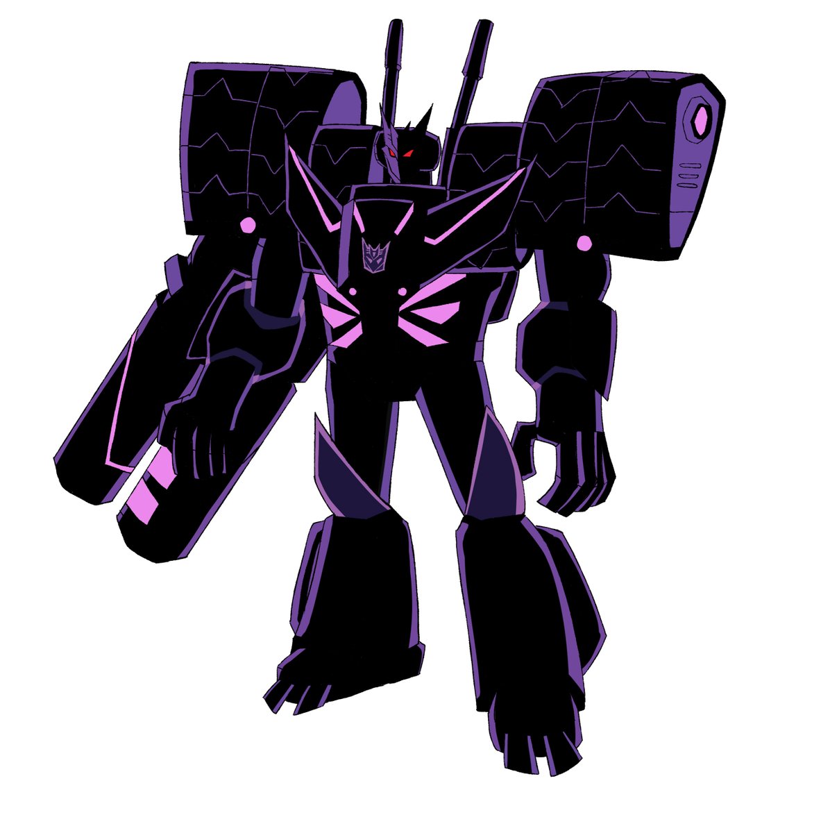 he is giant slab of purple on the decepticon bridge