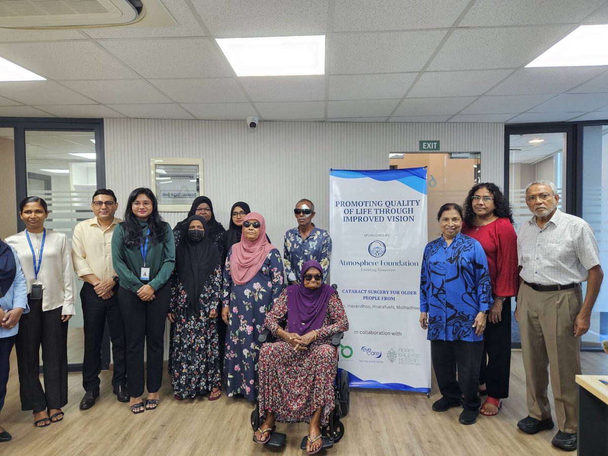 AgedCareMv's tweet photo. Aged Care Maldives Outreach Program 2024- EYE CAMP.  Sponsored by Atmosphere Foundation's generous donation.Cataract Surgery Patients from HaaAlif Atoll Review day. 
Patients &amp; ACM extends our gratitude for their generosity. 
#AgedCare 20 YEARS of service #Atmosphere Foundation https://t.co/e3f6848jrl