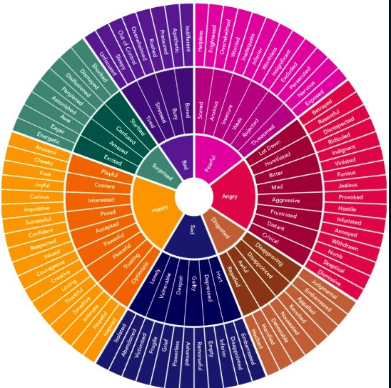 The Wheel of Feelings. #Feelings are much like waves, we can’t stop them from coming but we can choose which one surf. #Wellbeing #EmotionalIntelligence