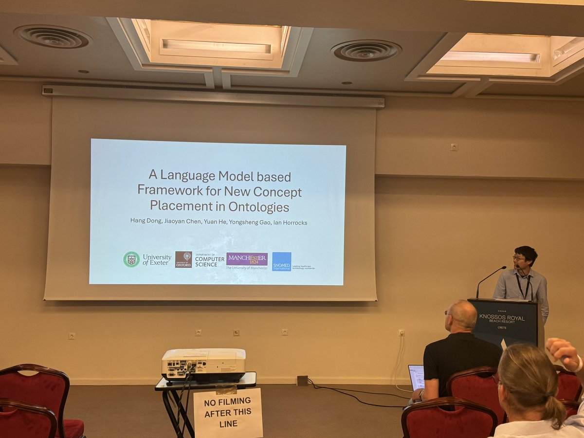 The first session in Hermes + Apollon kicks off with a contribution on a Language Model based Framework for new Concept Placement in Ontologies Hang Dong et al #ESWC2024 #researchtrack