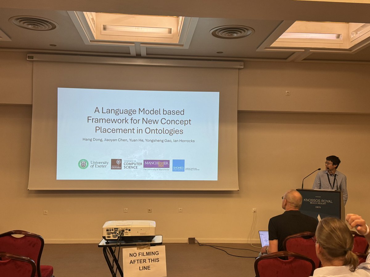 eswc_conf's tweet image. The first session in Hermes + Apollon kicks off with a contribution on a Language Model based Framework for new Concept Placement in Ontologies Hang Dong et al #ESWC2024 #researchtrack