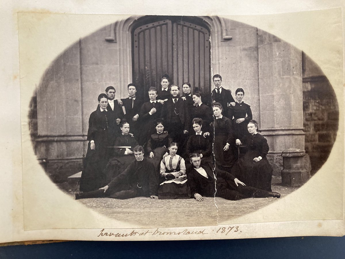 AgoFergus's tweet photo. Domestic servants at Dromoland in 1873. Butler, footman, house boy &amp; a hierarchy of maids, mostly born in England. It was a requirement they be ‘clean in their person’ &amp; Protestant. Workers on the estate farm however, &amp; the lowest class of servant- skivvies, were Catholic. 😀 https://t.co/vJGARkHTaO