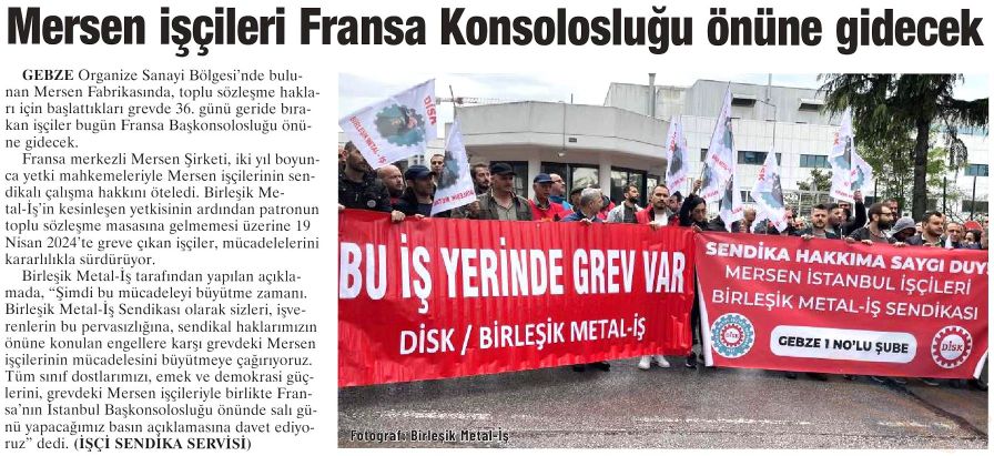 BirlesikMetal's tweet photo. "Direnişi büyütelim"
Gebze Organize Sanayi Bölgesi'nde bulunan #Mersen'de çalışan işçiler, toplu sözleşme hakları için başlattığı #GREV Fransız Konsolosluğu önüne taşıyor https://t.co/oIr53PS7ex