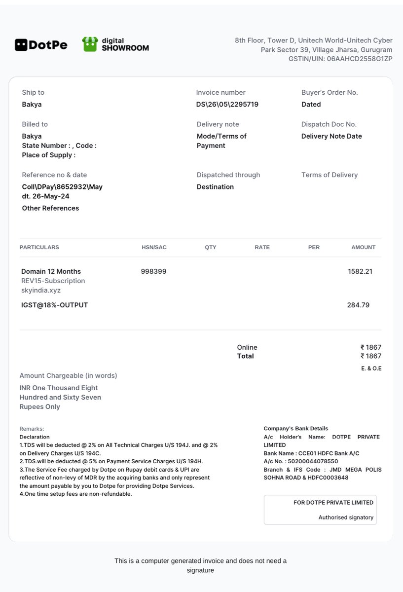 Sharan__003's tweet photo. @DigitalShowrmIN very bad experience. I added .xyz domain to the cart, and it was showing ₹171. Suddenly, when I checked out with my credit card, ₹1867 was detected. and a bad response from customer care. Will anyone buy .xyz domain for ₹1867? https://t.co/wuDvUEPDed