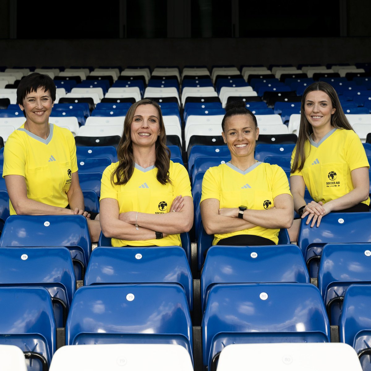 For the second year in a row, Soccer Aid for UNICEF will be led by an all-female referreeing team 🤩 Referee Rebecca Welch is joined by assistants Natalie Aspinall, Emily Carney and fourth official Jane Simms. 🙌 #SoccerAid | @UNICEF_uk 💙