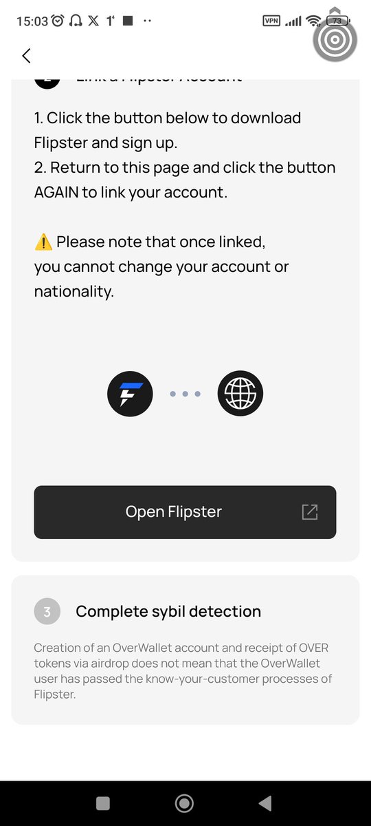 lamson5011's tweet photo. @web3arang @overprotocol Sao tôi kyc  flipster thành công lại không thể liên kết với over vạy https://t.co/dK04cDcD1s