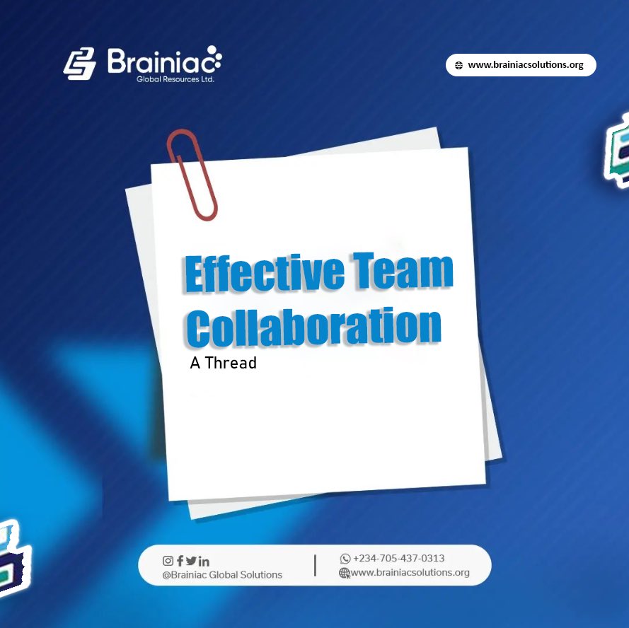 brainiacglobals's tweet photo. Effective Team Collaboration 🧑🤝🧑
🧵🧵🧵
#ThreadTuesday #BrainiacSolutions https://t.co/lU5mJljRXe